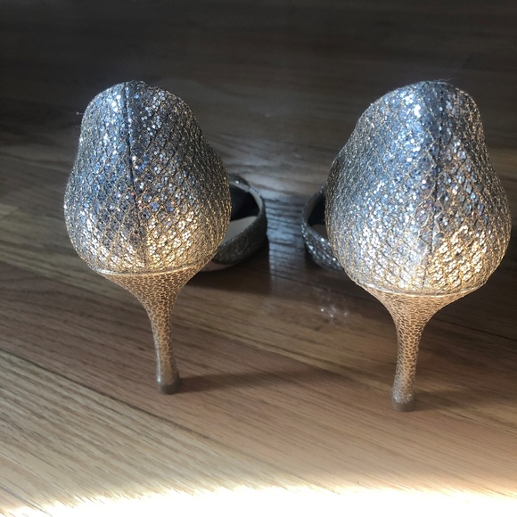 JIMMY CHOO Logan Glitter Peep-Toe Pumps size 38.5 - Picture 6 of 8